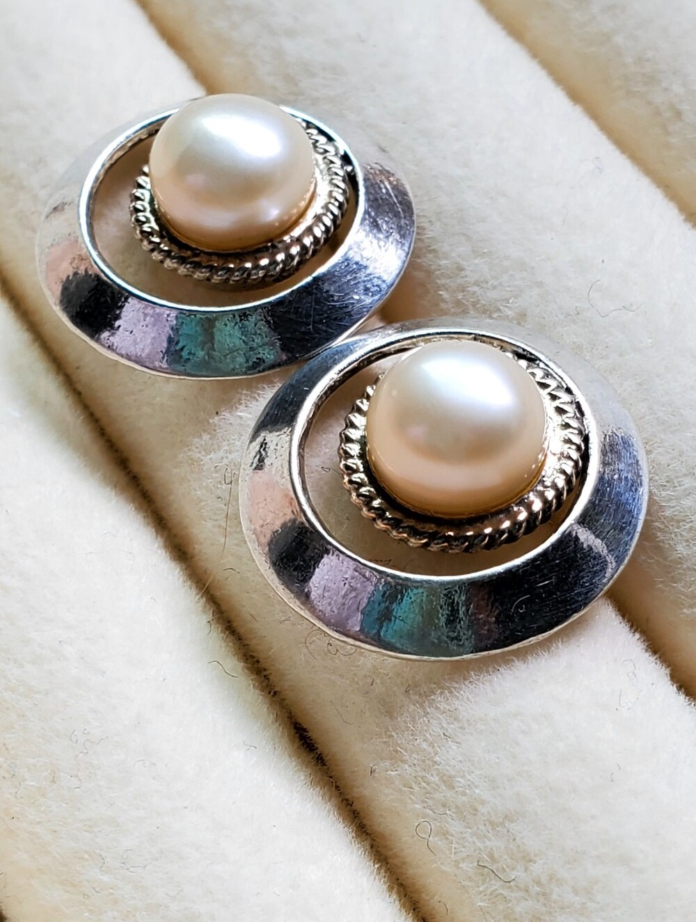 Sterling Silver Pearl Halo Stud Earrings | Genuine Pearl
